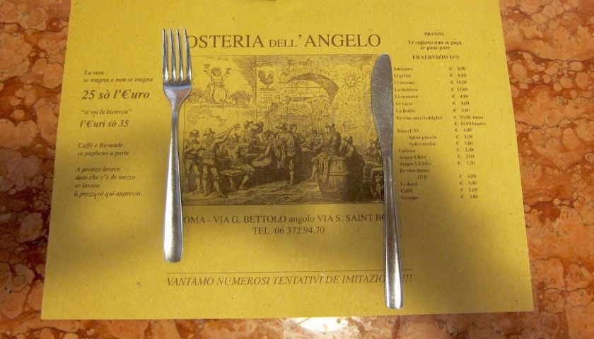 Osteria dell'Angelo one of best Rome traditional restaurants to eat local foods