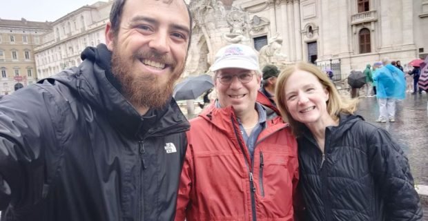 happy travel clients in Piazza Navona, Rome, Italy